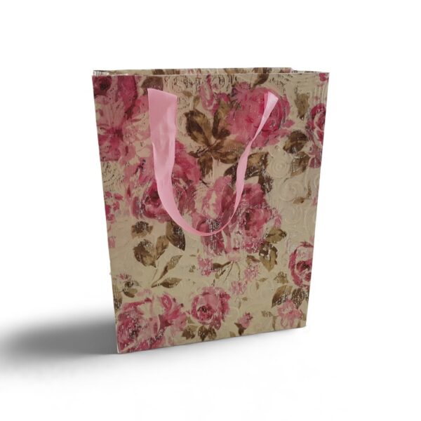 Påse papper rosablom large